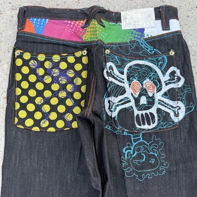 Vintage Delf Jeans Mens 36x32 Black Skull Baggy Skateboarding Hip Hop Y2K Grunge - Image 1 of 4