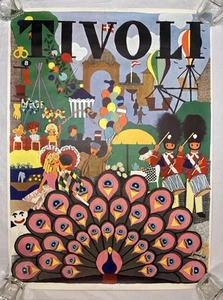 Vintage Tivoli Gärten Kopenhagen Dänemark Reise Poster 70er Jahre Permild & Rosen - Bild 1 von 8