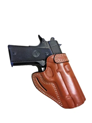 Leather CROSS DRAW Holster - KIMBER / COLT 1911 Commander 4.25” - (# 7791 BRN ) - Image 1 of 4