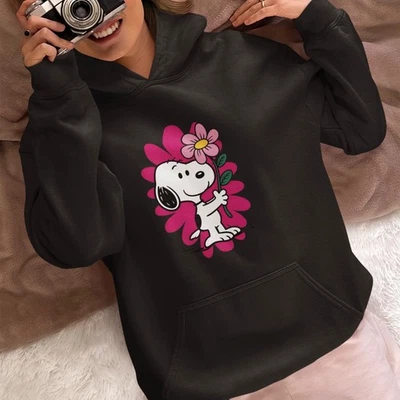 Linda Sudadera con Capucha Snoopy Flor Vintage Dibujos Animados Cacahuetes Gráfico Unisex Foto 1 de 4