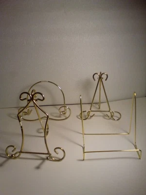 Lote de 4 Expositores Caballete Soporte Placa Dorada Tamaños Variados Foto 1 de 4