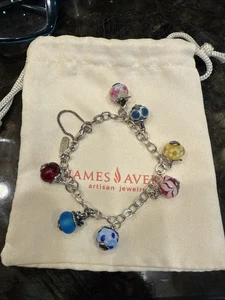 Bracciale James Avery Classic Cable Taglia L con Charms Vetro Finale Raro Ritirato - Foto 1 di 6