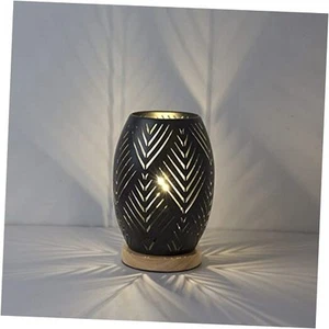  Bedside Table Lamp, Small Night Light Metal Lampshade and Wood Base, E12 Black - Picture 1 of 8