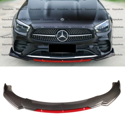 For Mercedes-Benz C200 C300 Front Bumper Lip Spoiler Splitter Carbon Fiber Red Foto 1 de 4