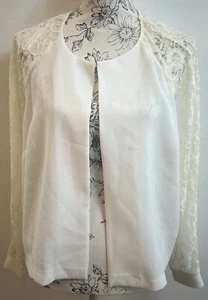 Ladies Kaleidoscope Uk 22 White Floral Lace Detailed Long Sleeve Business Blouse - Picture 1 of 9