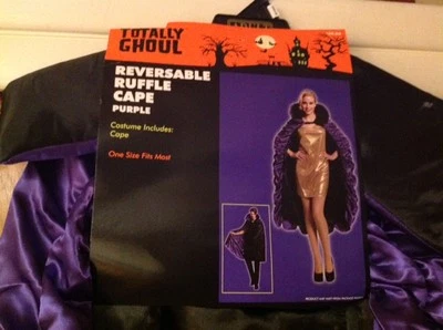 Totally Ghoul Women's Halloween Reversable Ruffle Purple Cape One Size - NWT - Image 1 of 3