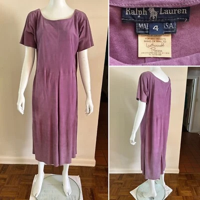 1970s Ralph Lauren Collection Purple Suede Dress Duster Buttery Soft Leather VTG - Image 1 of 4