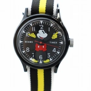 TIMEX Disney BEAMS Mickey Mouse Quartz Unisex Watch Black Dial Analog From Japan - Picture 1 of 8