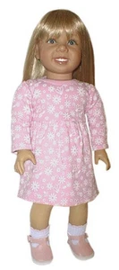 Vestido rosa con estampado floral se adapta a muñecas chicas americanas de 18 pulgadas - Imagen 1 de 1
