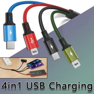 Type - C 4 in 1 Fast Charger Cord 6A 120W USB Multi Charging Cable iOS Micro - Picture 1 of 16