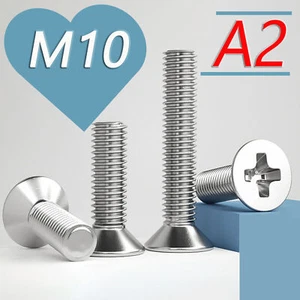 Phillips Machine Screws Countersunk Flat Head Bolts M8 Din 965 A2 Stainless - Picture 1 of 17