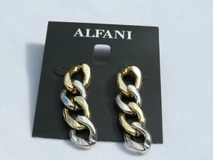 Alfani Gold and Silver Tone Chain Link Earrings - New - Picture 1 of 1