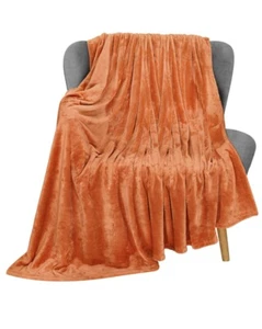 Utopia Bedding Flannel Fleece Blanket Burnt Orange 50”x60” - Picture 1 of 3