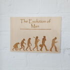 The Evolution Of Man Modern Darwin Apes Engraved Wooden Wall Plaque Sign D18