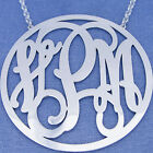 Sterling Silver 3 Initials Large Circle Monogram Necklace Jewelry 2 1/2" SM47C