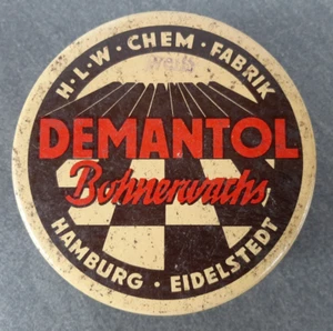 Alte Blechdose Demantol Bohnerwachs Hamburg Eidelstedt H L W Blech Dose Werbung - Bild 1 von 4