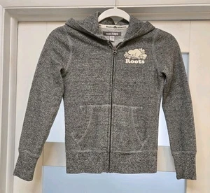 Roots Kids Organic Original Full-Zip Salt & Pepper White Logo Hoodie MD 7-8 YRS - Picture 1 of 7