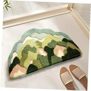 Moss Bathroom Mat, Ultra Soft Floor Mat Leaves Absorbent Shower Rug Moss Bath - Picture 1 of 8