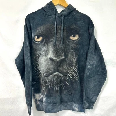 THE MOUNTAIN Black Tie Dye Panther Graphic Hoodie Men's S Vincent Hie 2011 Retro - Image 1 of 4