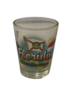 Florida The Sunshine State Souvenir Shot Glass Clear Collectible Travel Beach - Picture 1 of 3