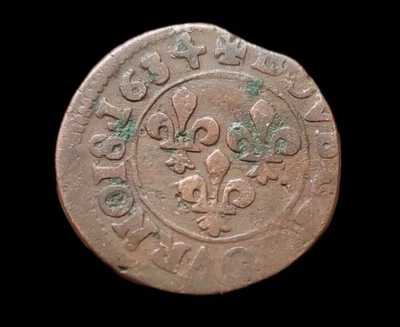 Louis XIII, Double Tournois 1634 D Lyon - Image 1 of 2