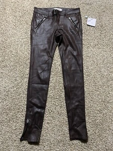 Habitual Damen Leder High Rise Zip Skinny Anzughose Gr. 24 NEU Braun - Bild 1 von 2