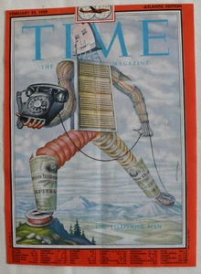BORIS ARTZYBASHEFF THE TELEPHONE MAN TIME MAGAZINE, 1959 - Picture 1 of 2