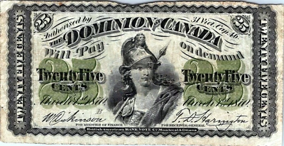 Canada 25 Cents 1870 Pick# 8c F-VF - Image 1 of 3