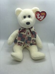LIBERT-e the Patriotic Bear, TY Beanie Baby, MWMT, Ty Store Exclusive, Retired