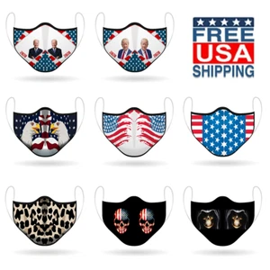 Cloth Face Mask - Washable Reusable Cotton USA / Trump / Biden / Skull / Cheetah - Picture 1 of 25