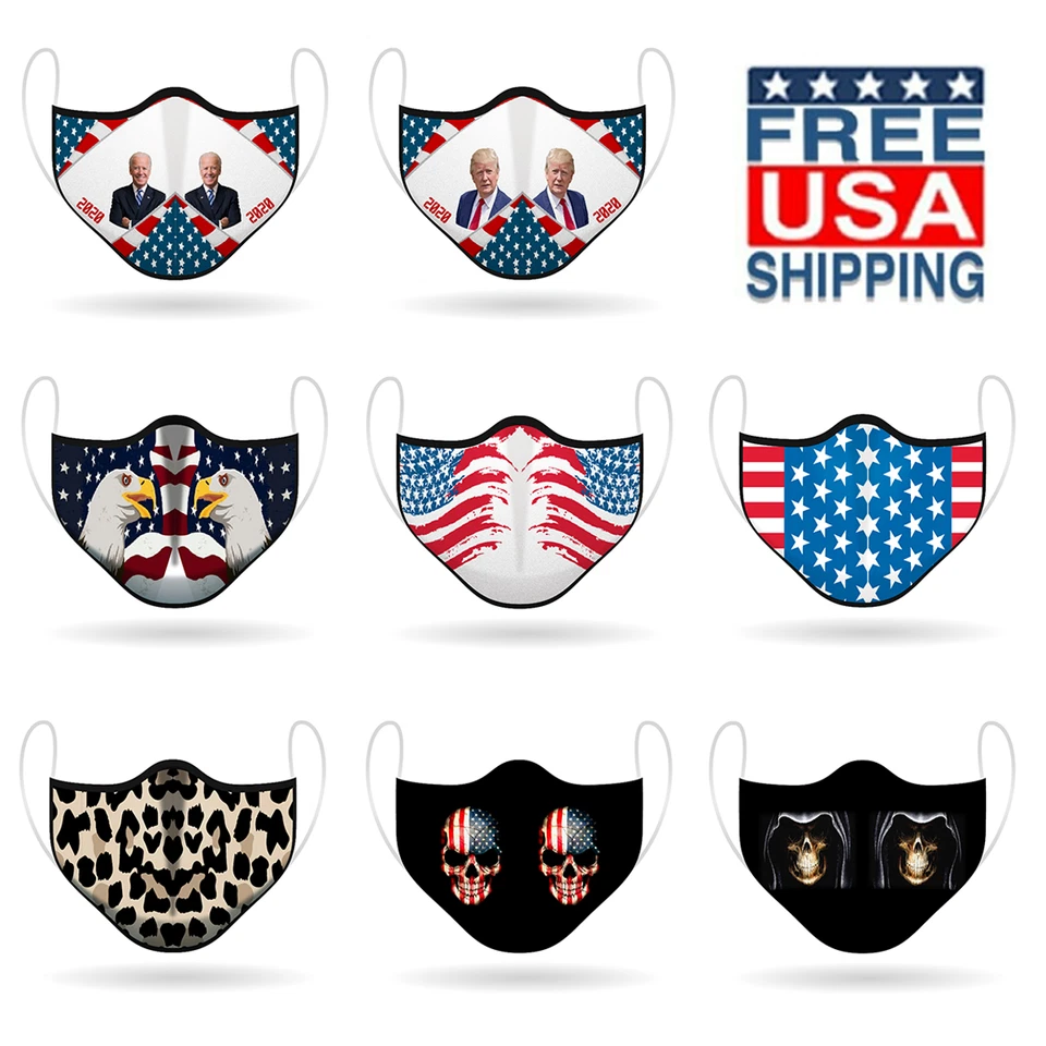 Cloth Face Mask - Washable Reusable Cotton USA / Trump / Biden / Skull / Cheetah - Image 1 of 1