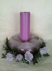Floral Glass Bowl Candle holder and Candle, Puple