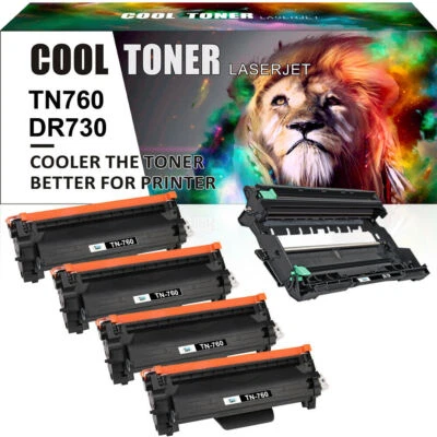 TN760 Toner Cartridges DR730 Drum for Brother DCP-L2550DW HL-L2395DW MFC-L2710DW - Image 1 of 4