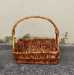 42cm Picnic Basket Brown Bamboo Cane Bread Market Gift Hamper Flowers Toys AE94 - Picture 1 of 9