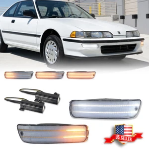 2X Clear Front Bumper Switchback LED Paking Signal Light For 92-93 Acura Integra - Picture 1 of 12