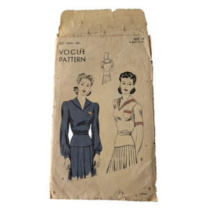 Vintage 1940s Vogue 8941 Blouse with Sailor Collar Sewing Pattern, size 16 - Picture 1 of 6