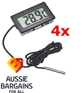 4x LCD Digital Temperature Thermometer Fridge Freezer Aquarium Fish Tank Reptile - Picture 1 of 1