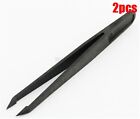 2Pcs Anti-Static Black Plastic Tweezers Short Sharp 93307 zh