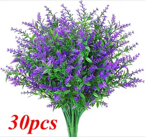 30Bunches Artificial Lavender Flowers Fake Plants Outdoor Home Yard Garden Decor - Picture 1 of 10