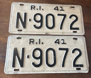 Rhode Island Nummernschild Paar Vintage 1941 R.I. Ocean State passendes Set - Bild 1 von 9