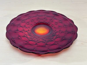 Vtg Indiana Tiara Glass Footed 13.5” Cake Plate Constellation Amberina Red - Picture 1 of 8