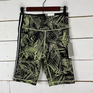 Nuevo DKNY Pantalones Cortos de Bicicleta Cintura Alta Ropa Activa Estampado de Palma Negro Para Mujer XS - Imagen 1 de 7
