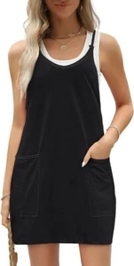 Womens Casual Summer Sleeveless Mini Sundress Spaghetti Strap Short Dresses with - Picture 1 of 6