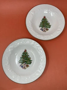 Christmas Time Tabletops Unlimited 9" Rimmed Pasta/Salad Bowls Set of 2 - Picture 1 of 6