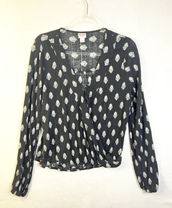 Top Mossimo Imitación Envolvente Mujer XL Negro Rayón Negocios Trabajo Cuello en V Boho Informal - Imagen 1 de 8