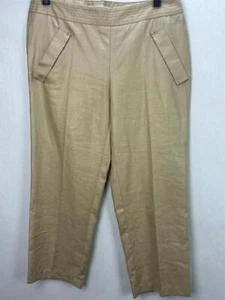 RED Valentino Made in Italy Beige Linen Crop Pants 44 8 US - Picture 1 of 5