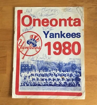 1980 Oneonta Yankees New York Yankees Vintage NYPL MiLB Program with Signatures  - Image 1 of 3