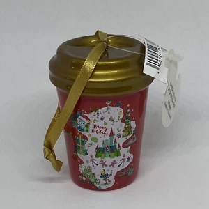 Starbucks Disney Parks Happy Holiday Icons Mini Travel Tumbler Ornament New - Picture 1 of 6