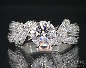 14k White Gold GIA Round Natural 1.56ctw Diamond Engagement Ring 6g i18998 - Picture 1 of 6