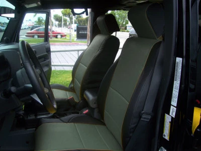 FUNDA ASIENTO DELANTERO JEEP WRANGLER JK 2 PUERTAS 2007-2010 NEGRO/CARBÓN TIPO CUERO Foto 1 de 4